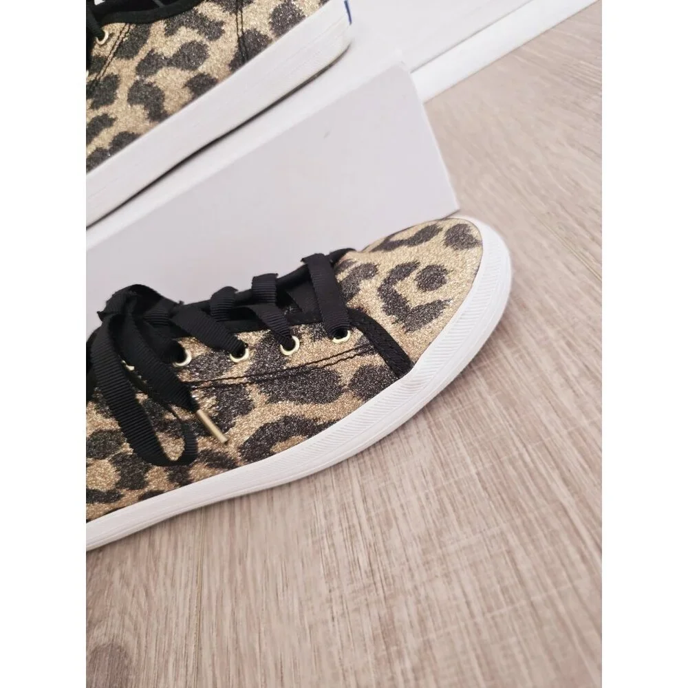 Keds Kate Spade Kickstart Animal Leopard Print Glitter Sneakers Shoes 5 Womens
